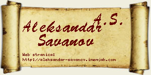 Aleksandar Savanov vizit kartica